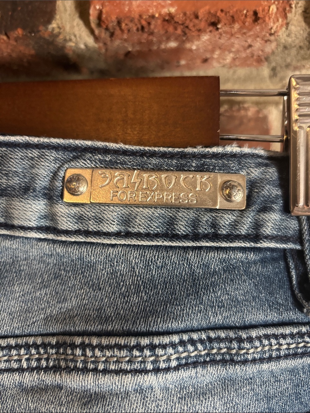 Y2K REROCK Light Blue Embroidered Back-Pocket White Stitching Flare Jeans Sz 8L - Picture 9 of 11